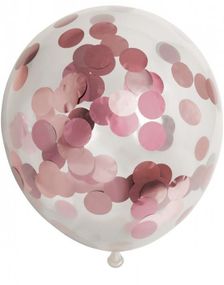 6 stk 30 cm Gjennomsiktige Ballonger med Store Rose Gullfarget Konfettier