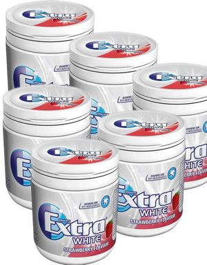 6 stk Store Extra White Strawberry Tyggegummi Bokser - Hel Eske 504g