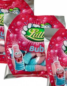 13 stk Lutti Bubblizz - Rosa og Blå Bubblegumflasker - Hel Eske 1,69 kg