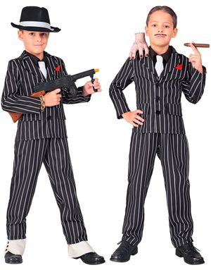 Stripete Mafia Kostyme til Barn