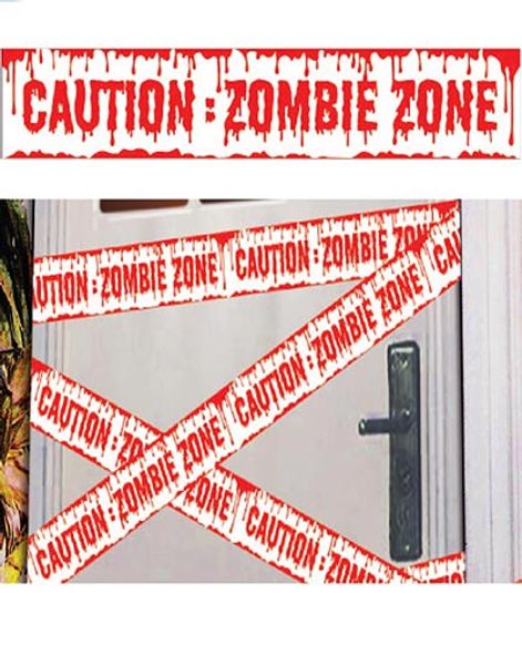 Caution Zombie Zone - Sperrebånd i Plast 6 meter
