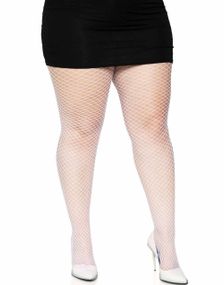 Lycra Hvit Nettingstrømpebukse - Plus Size