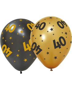 6 stk 40 års Feiring Ballonger 30 cm - Svart og Gull