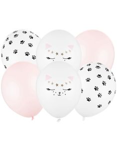 6 stk Ballonger 30 cm - med Diverse Kattemotiv