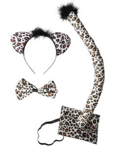 Klassisk Leopard Kostymesett med Ører, Sløyfe og Hale