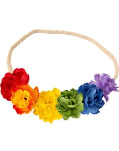 Regnbuefargede Blomster - Elastisk Hårbånd 