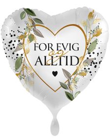 Hjerteformet "FOR EVIG og ALLTID" Floral Folieballong 43 cm