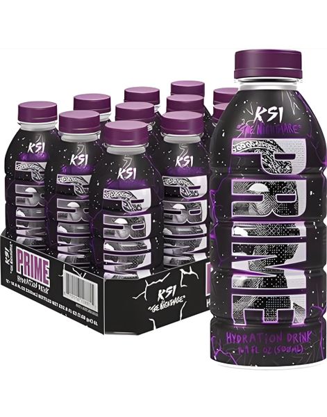 12 stk Prime Hydration KSI The Nightmare Bottle - Sukkerfri og Koffeinfri Sportsdrikke - Hel Eske 6 liter (UK Import)