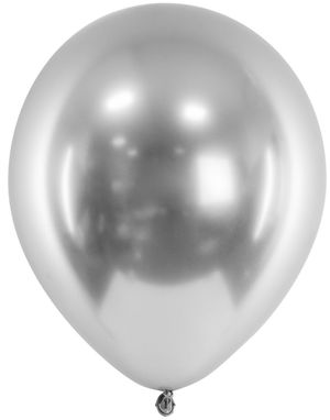 50 stk 30 cm - Glossy Sølvfarget Ballonger
