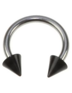 Rund Øyenbrynspiercing med Svarte Spike Kuler - 1.2 x 8 mm