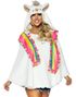 Cuddly Llama - Lama Poncho Kostyme til Dame med Hette - Onesize