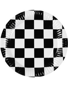 10 stk Svart Og Hvit Racing Papirtallerkener 23 cm