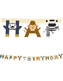 Happy Birthday Dyrevenn Banner i Papir - 2 meter