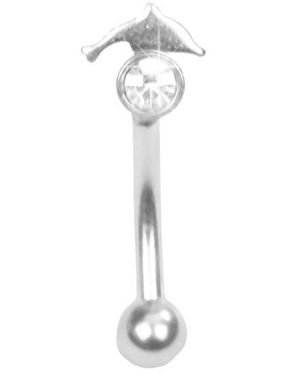 Øyenbrynspiercing med Klar Sten og Delfin - 1.2 x 8 mm
