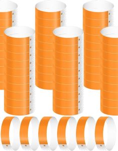 100 stk Tyvek Festivalarmbånd / Entrearmbånd - Neon Orange