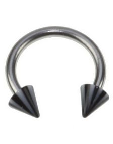 Rund Øyenbrynspiercing med Svarte og Hvite Spike Kuler - 1.2 x 8 mm