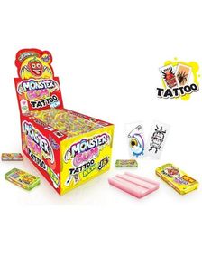 200 stk Monster Gum - Tutti Frutti Tyggegummi med Midlertidig Tatovering - Hel Eske 1 kg