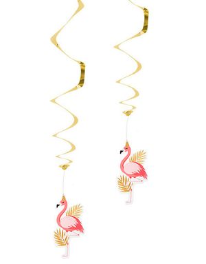 2 stk Hengende Dekorasjoner med Holografisk Gullmotiv - Flamingo Gold