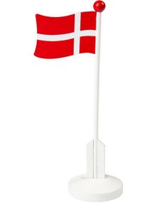 Dansk Flagg og Flaggstang i Tre 24 cm
