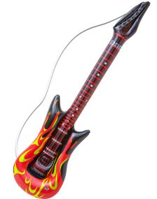 Oppblåsbar Rockestjerne Gitar med Flammer - 105 cm