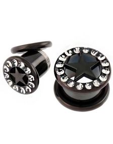 Stardom - Svart Piercing Tunnel med Stener