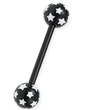 Multi Stars - Svart Tungepiercing