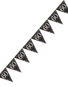 60 Års Feiring - 4 Meter Svart Glitrende Flaggbanner
