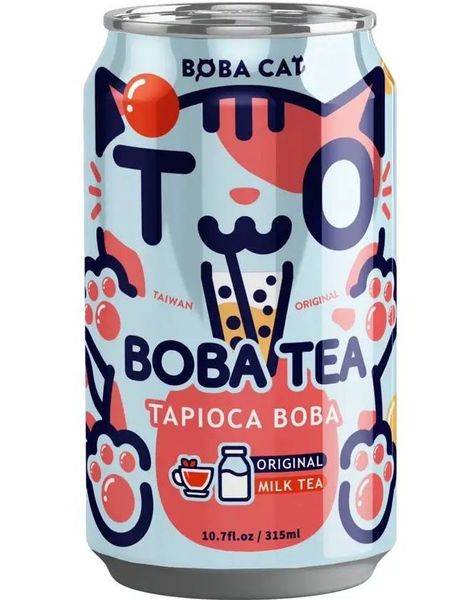 DATOVARE - Boba Cat Original Milk Tea - Popping Bubble/Boba Tea 315 ml (Taiwan)