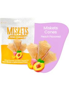 Miskets Mini Cornet White Chocolate & Peach - Mini Vaffelkjeks med Kremfyll 50 gram