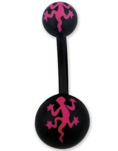 Salamander Svart og Rosa Navlepiercing