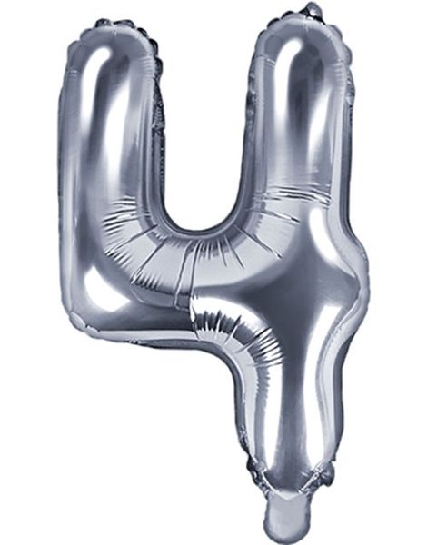 Tallet 4 - Sølvfarget 35 cm Folieballong