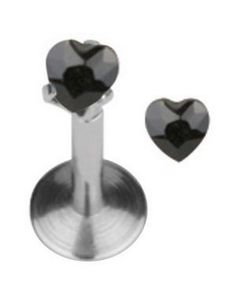 Labret med hjerteformet Svart Sten