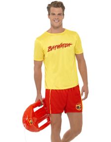 Lisensiert Gult og Rødt Baywatch Livvakt Kostyme til Mann