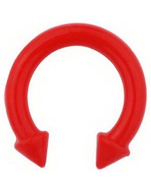 Horseshoe Spiked Ends - Rød Ørepiercing i Silikon