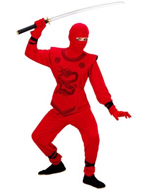 Rødt Ninjakostyme til Barn med Dragemotiv