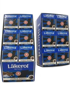48 stk Läkerol Sugarfree Licorice Seasalt / Lakris Sukkerfrie Pastiller med Havsaltsmak - Hel Eske 1200 gram