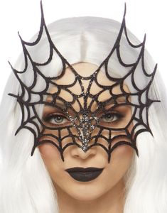 Svart Spindelvev Øyemaske med Glitter
