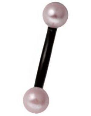 Svart Banan Øyenbrynspiercing med Rosa Perler- 1.2 x 8 mm