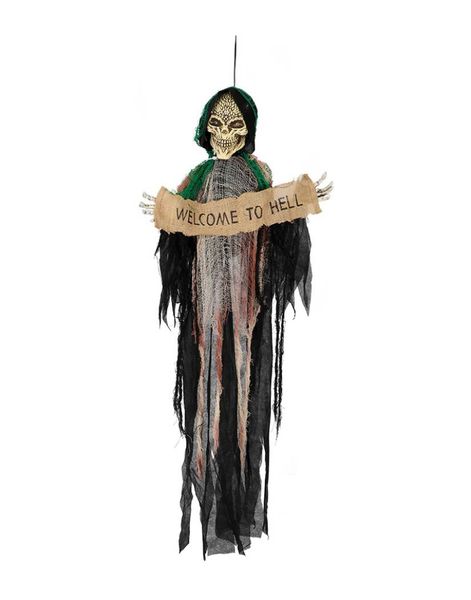 "Welcome to Hell" Reaper - Hengende Dekorasjon med Bevegelse, Lys og Lyd 125 cm