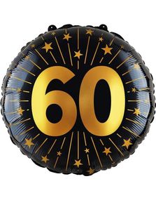 60-års Feiring - Svart og Gull Folieballong 46 cm