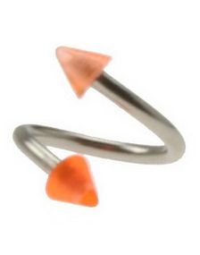 Curve Øyenbrynspiercing med Orange Spikes - 1.2 x 8 mm