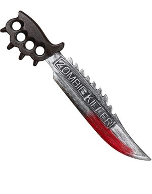 Blodig Sølvfarget Zombie Killer Machete - 50 cm