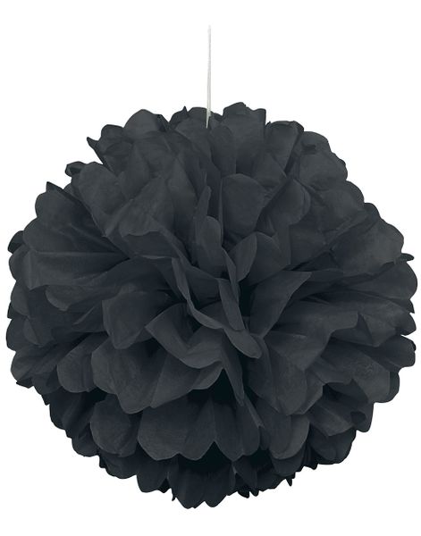 Svart Puff Pom Pom 40 cm