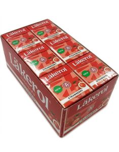 24 stk Läkerol Strawberry Sugarfree / Sukkerfrie Pastiller med Jordbærsmak - Hel Eske 600 gram