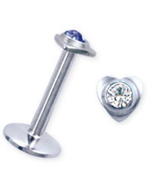 Labret with Heart and Clear Stone - Strl 1.2 x 8 mm