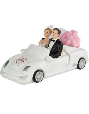 Brudepar i Cabriolet - Kaketopp 13 cm