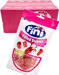 16 stk Fini Sour Filled Straws - Korte Vingummistenger med Gelefyll - Hel Eske 2,64 kg