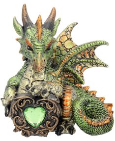 Malachite - Søt Grønn Drage med Hjerte 13 cm