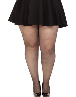 Svart spandex mikronetting strømpebukse – Plus Size