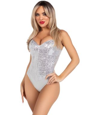 Sølvfarget Bodysuit med Paljetter til Dame